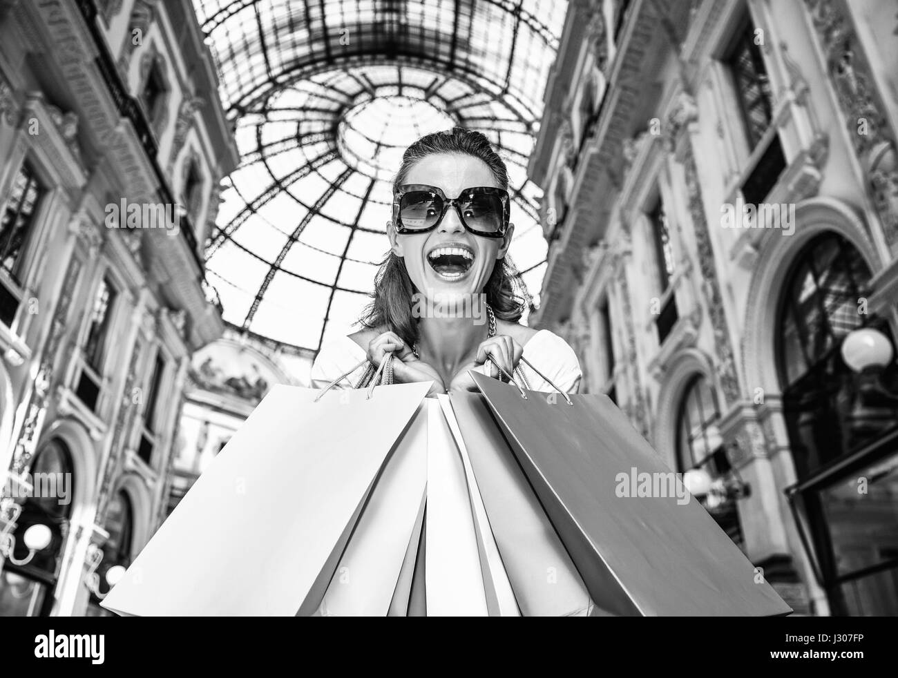 Discover most unexpected trends in Milan. Portrait of smiling fashion