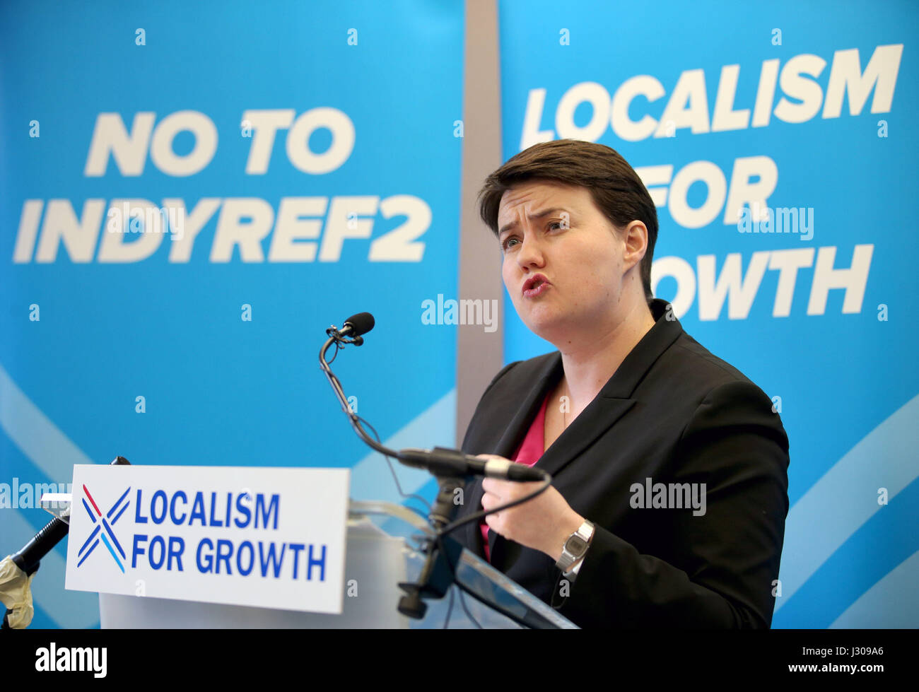 Scottish Conservative party leader Ruth Davidson gave a speech at the G&V Royal Mile Hotel in Edinburgh ahead of the local government election. Stock Photo