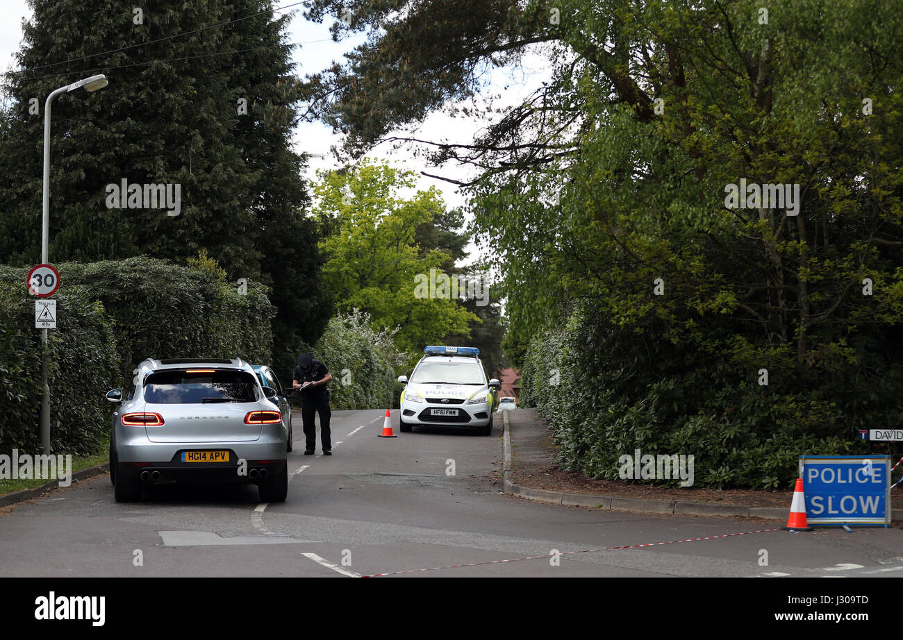 Police presence on davids lane in st ives hires stock photography and