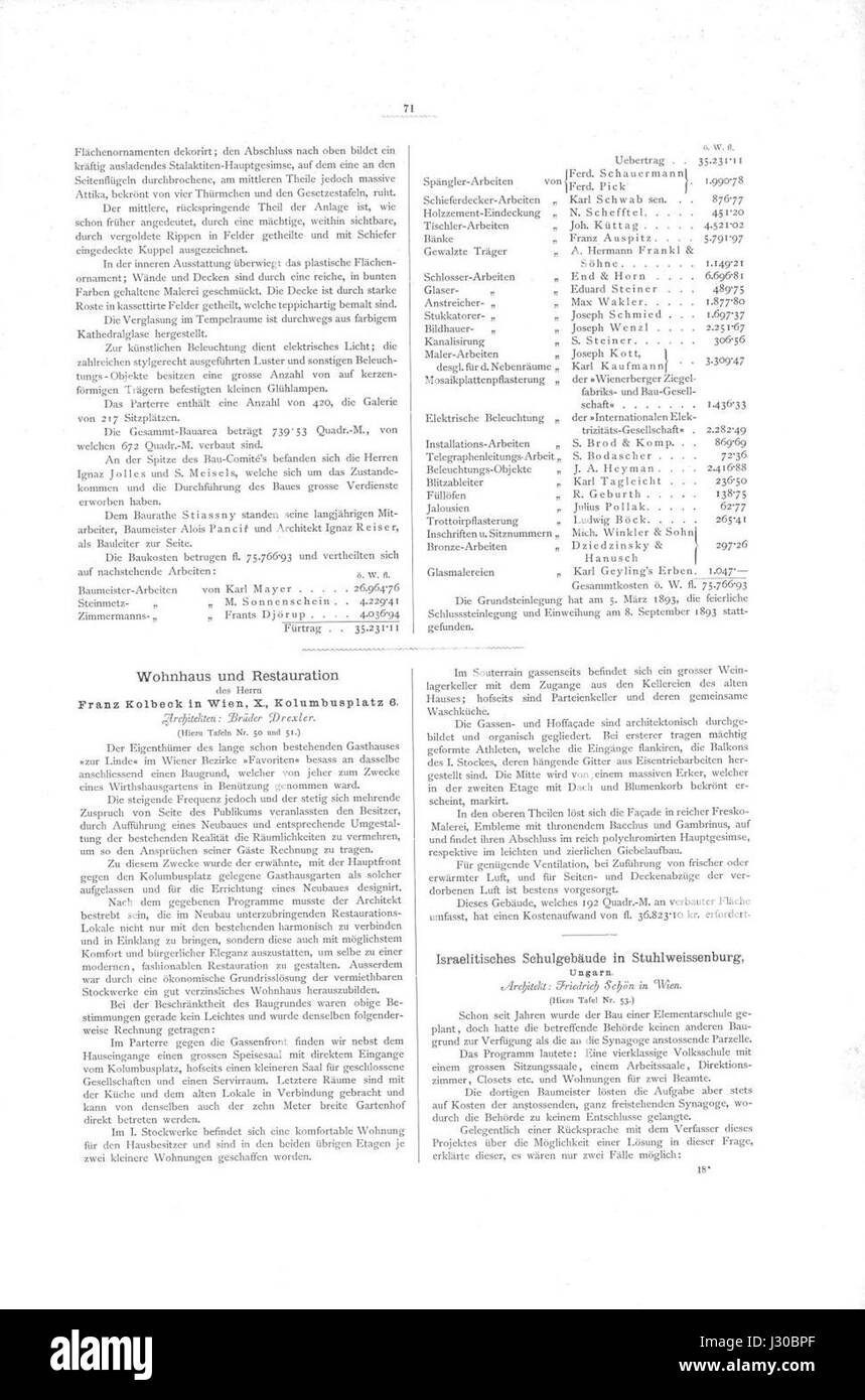 Allgemeine Bauzeitung 1894 Polnische Schul 00000071 Stock Photo