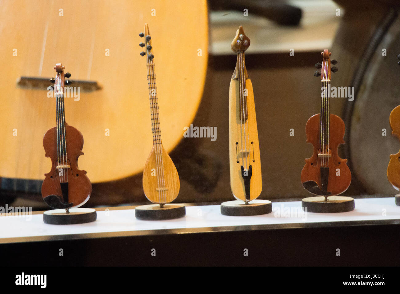 Set of models of musical instruments made of wood Stock Photo Alamy