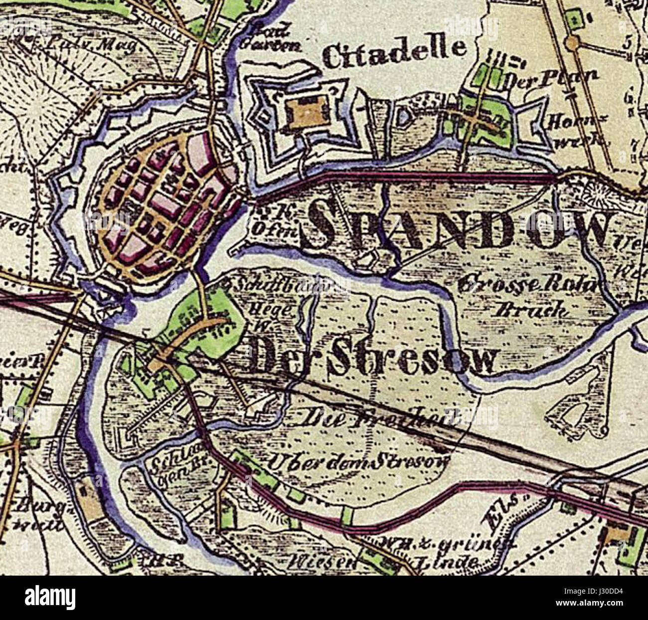 Berlin-Stresow Karte 1842 Stock Photo
