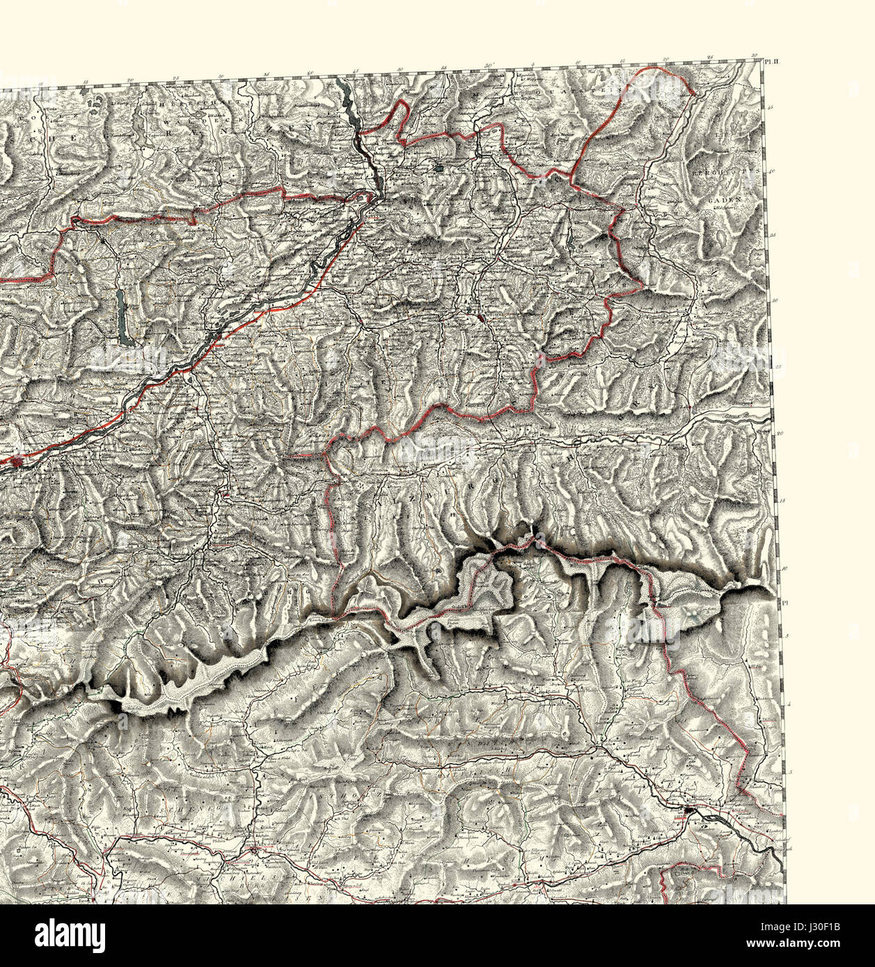 Carte topographique du Tyrol-2 Stock Photo