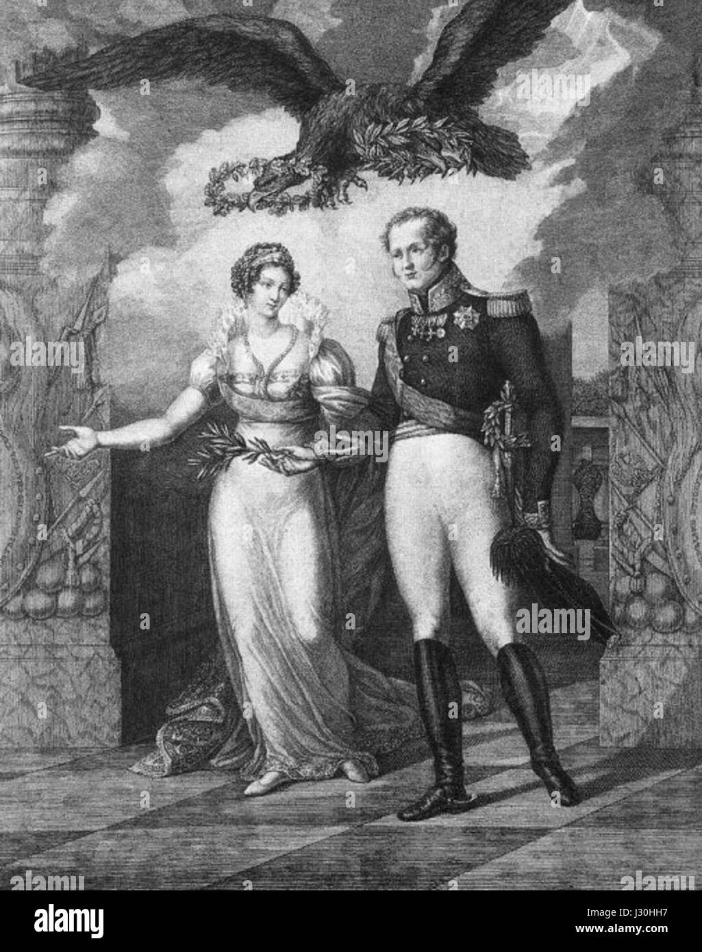 Alexander I with wife by Cardelli (1814) Stock Photo