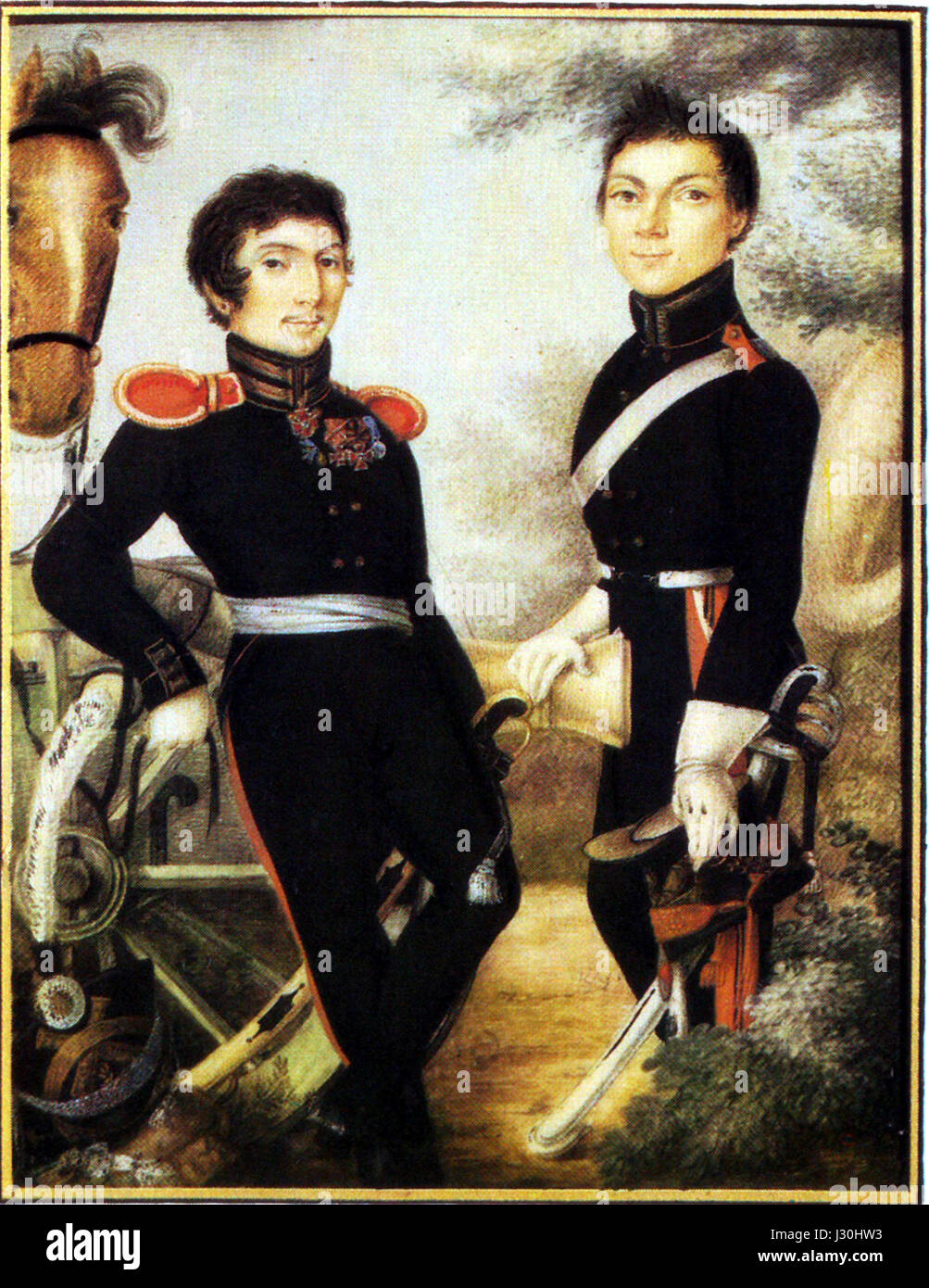 Artillerymen miniature 1820s Stock Photo