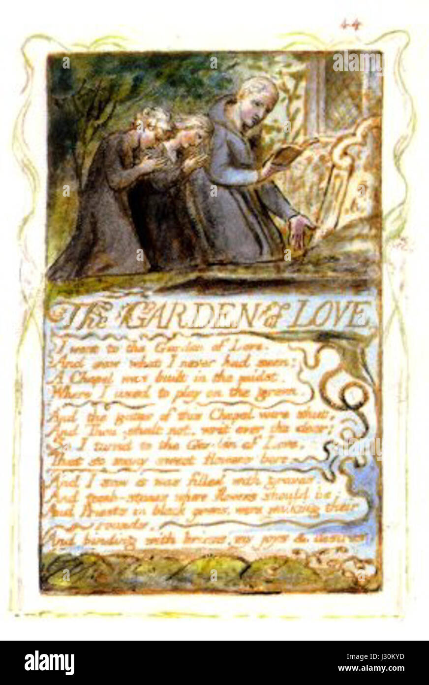 An illustration by William Blake titled 'The Garden of Love,' which ...