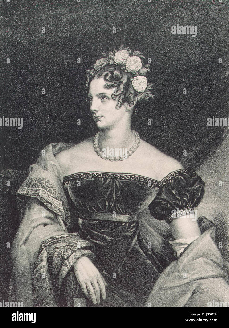 Alexandra Feodorovna by V.I.Pogonkin after Dawe (1820s) Stock Photo