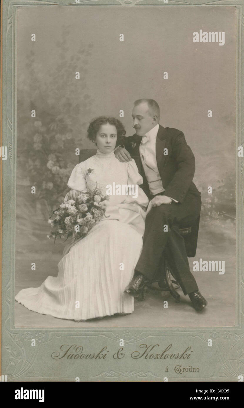 Bride and groom from Grodno city - Russian empire - around 1900 AD Stock Photo