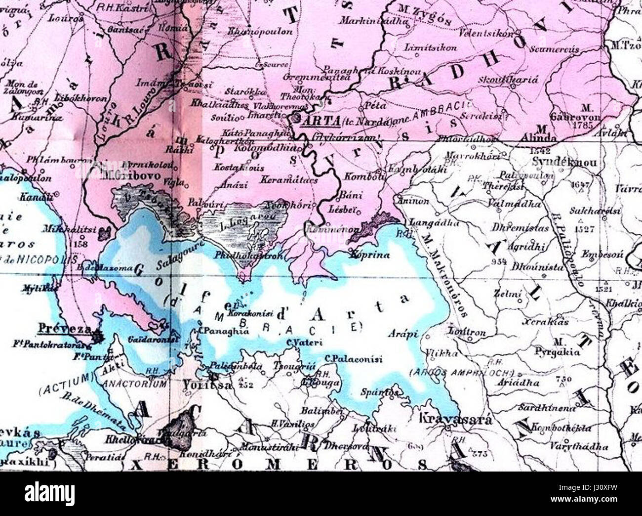 Ambracian Gulf - Map 1878 Stock Photo