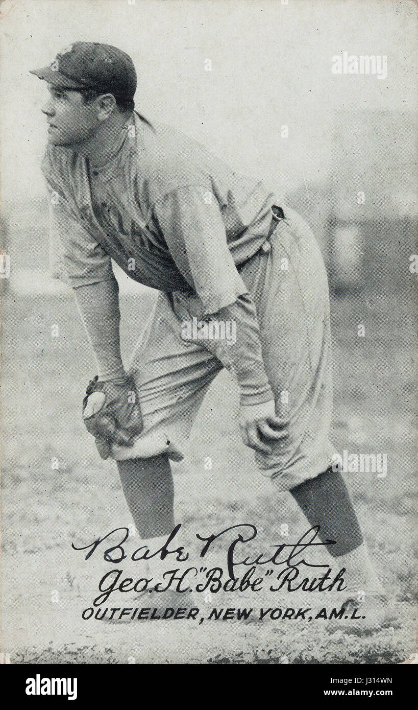 New York, Cooperstown, Baseball Hall of Fame. Solid wood hand carved  baseball hero statue of Babe Ruth Stock Photo - Alamy