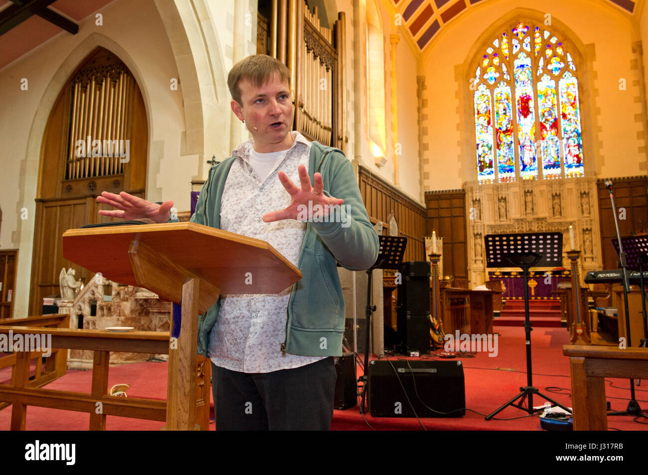Rev.Andrew Alden, vicar of St.Paul's Church in Weston-Super-Mare, Known as the Twitter Vicar, as his congregation are encouraged to tweet him Stock Photo