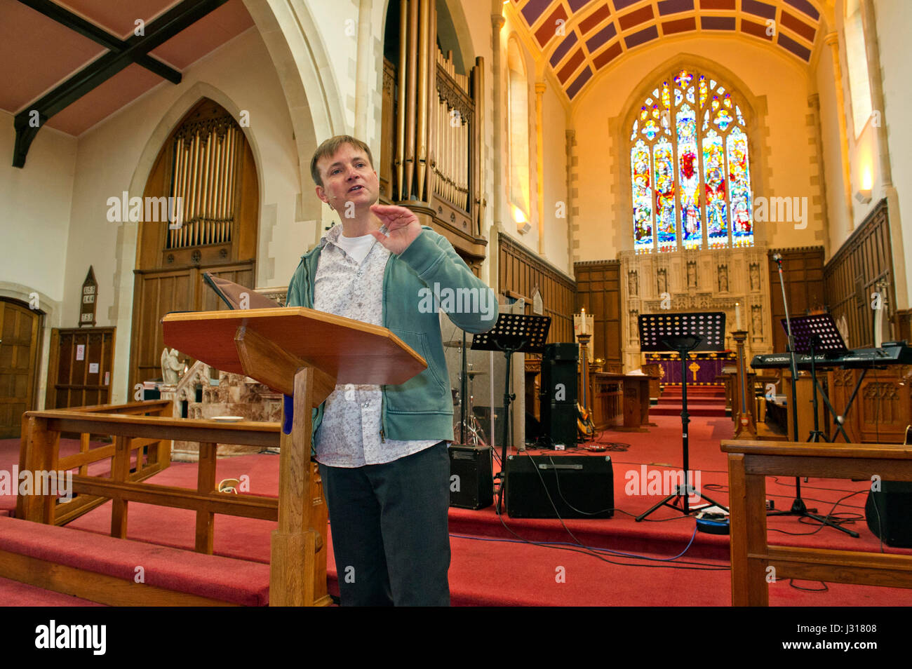Rev.Andrew Alden, vicar of St.Paul's Church in Weston-Super-Mare, Known as the Twitter Vicar, as his congregation are encouraged to tweet him Stock Photo