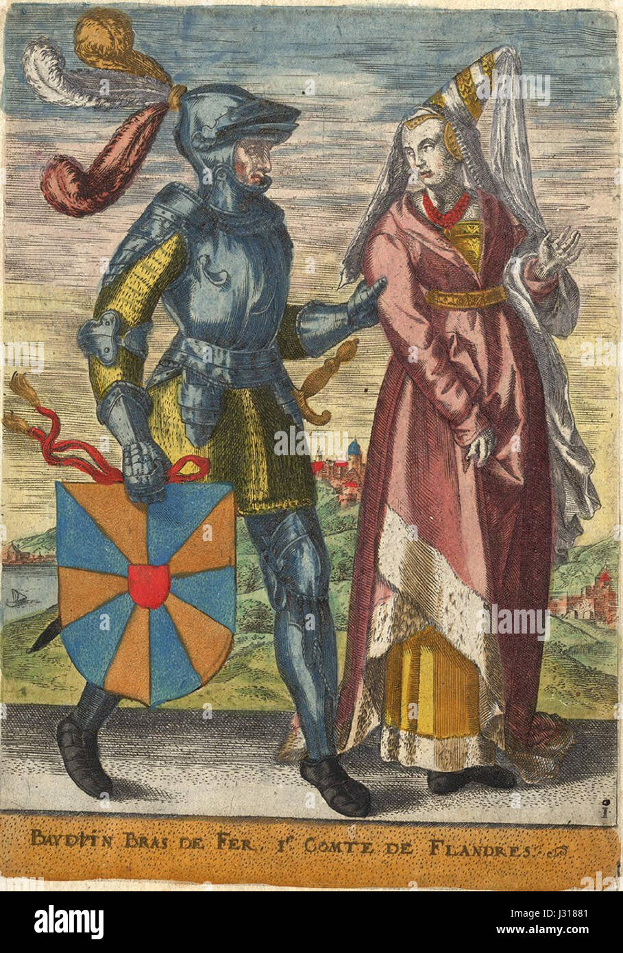 Baldwin I was the first king of Jerusalem, and Judith of France was his wife. They played important roles in the early history of the Crusader states in the 12th century. Stock Photo