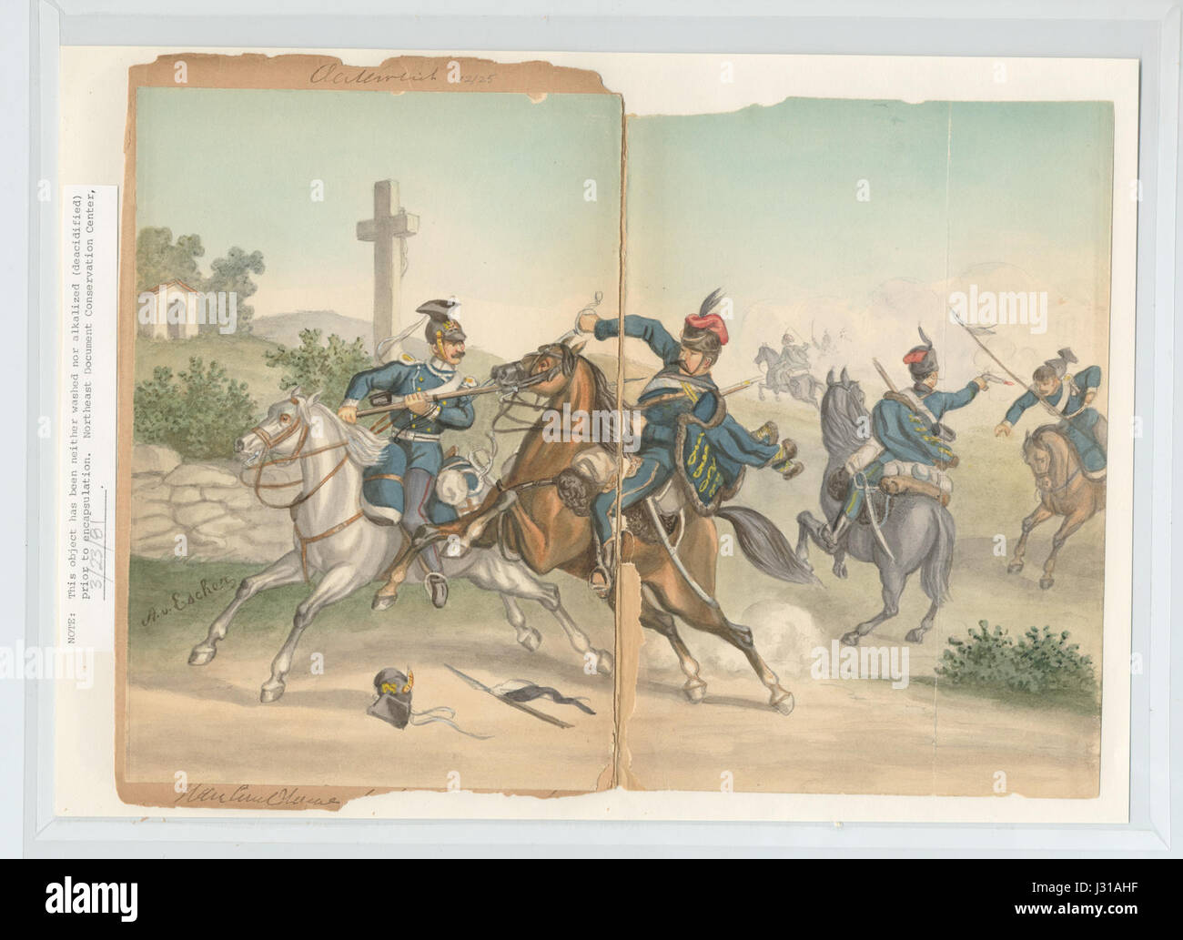 Austrian Hussars and Prussian Uhlans, 1866 (NYPL b14896507-90458) Stock Photo