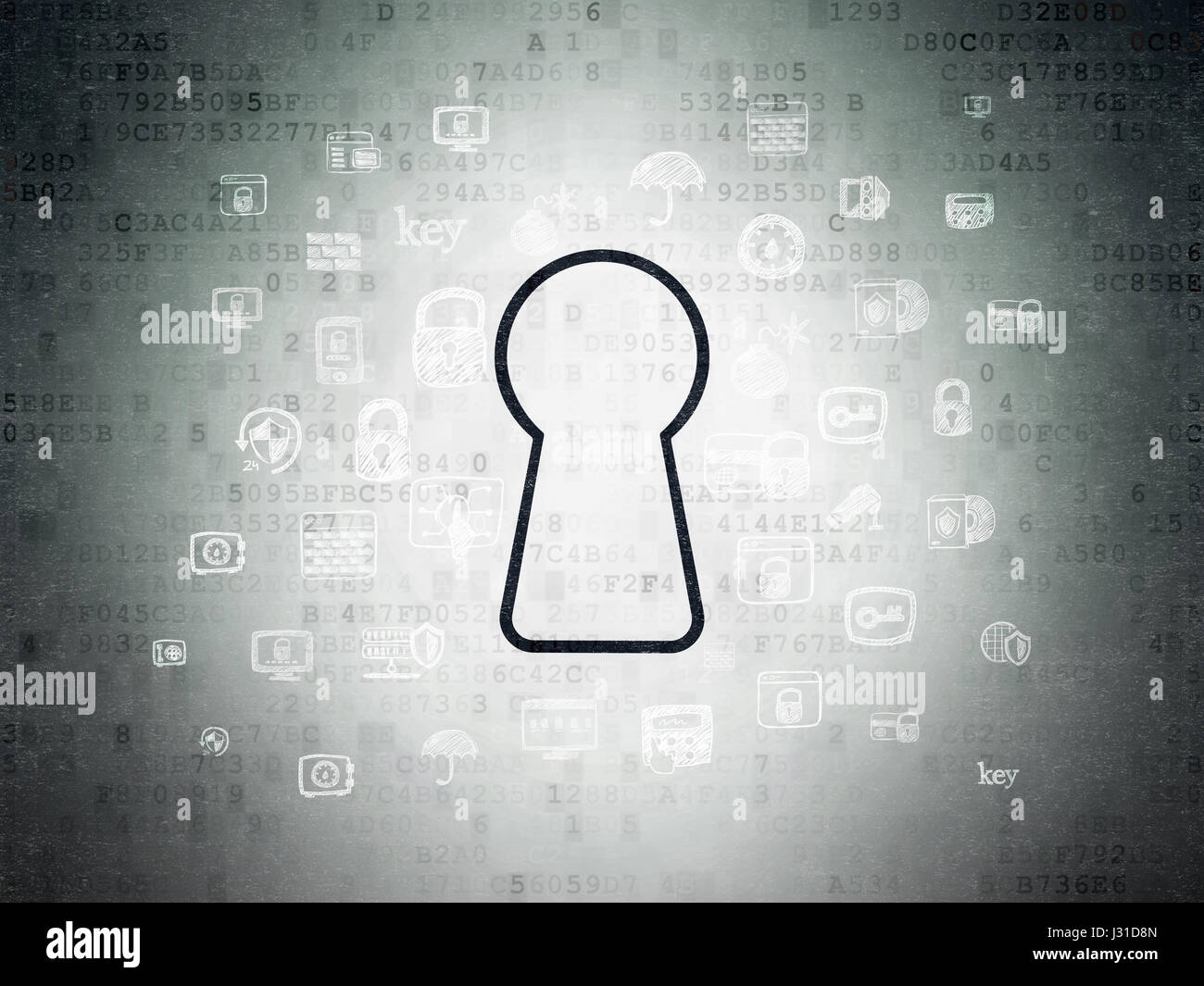 Security Keyhole Security concept: Keyhole on Digital Data Paper background Stock Photo ...