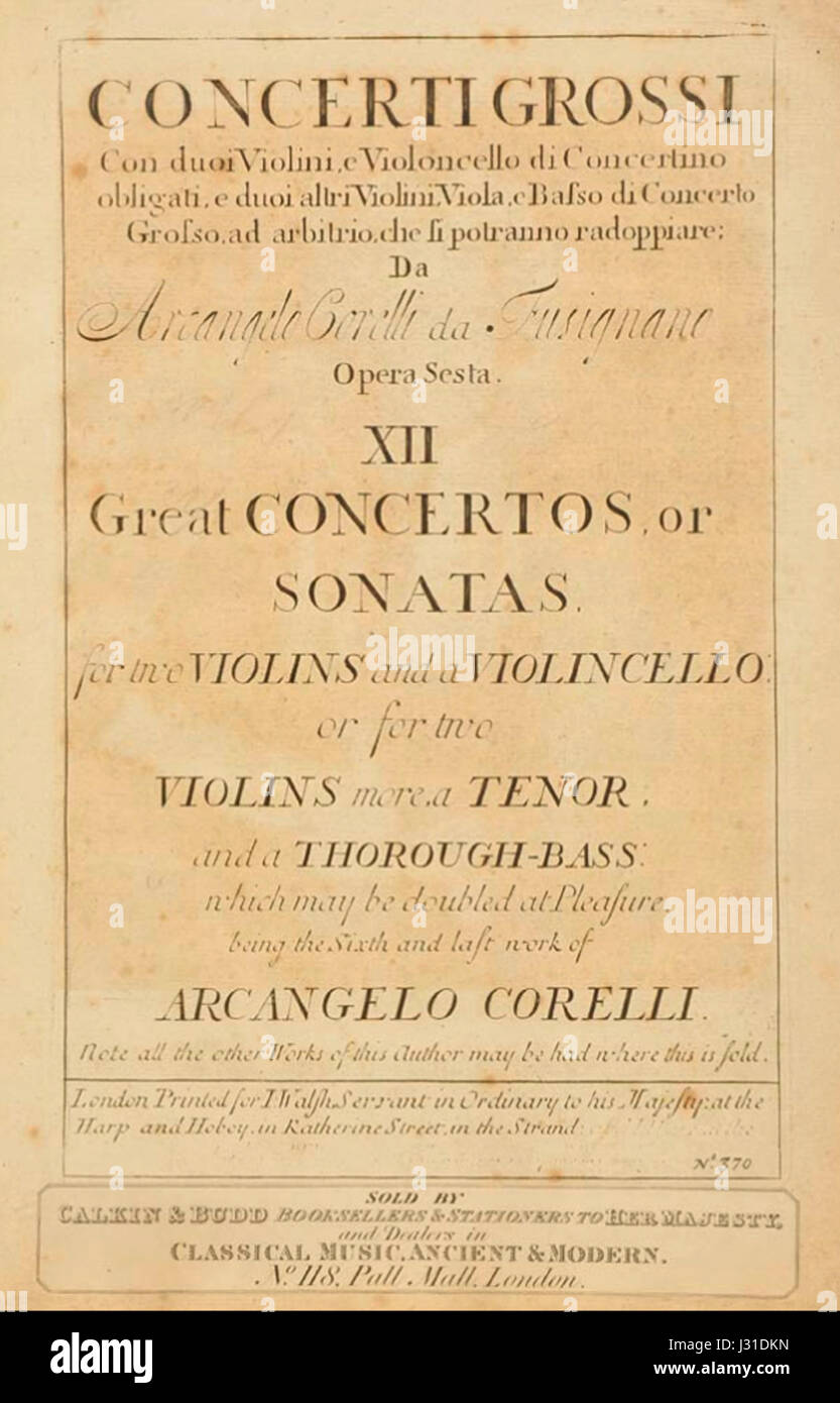 Arcangelo Corelli - concerti grossi Stock Photo