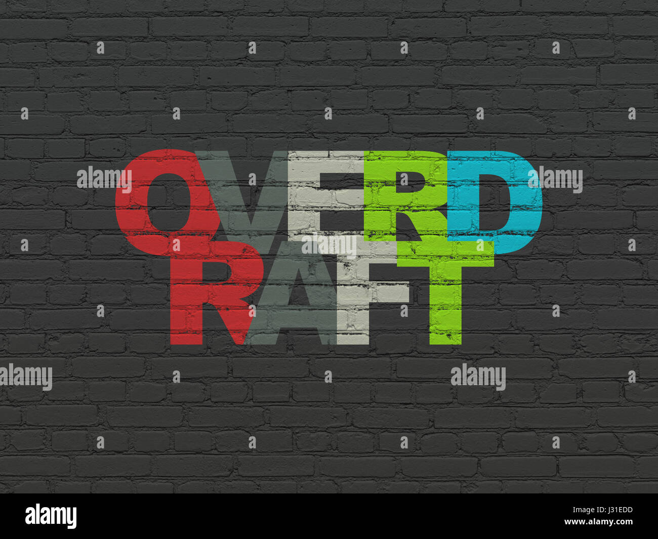 Finance concept: Overdraft on wall background Stock Photo - Alamy