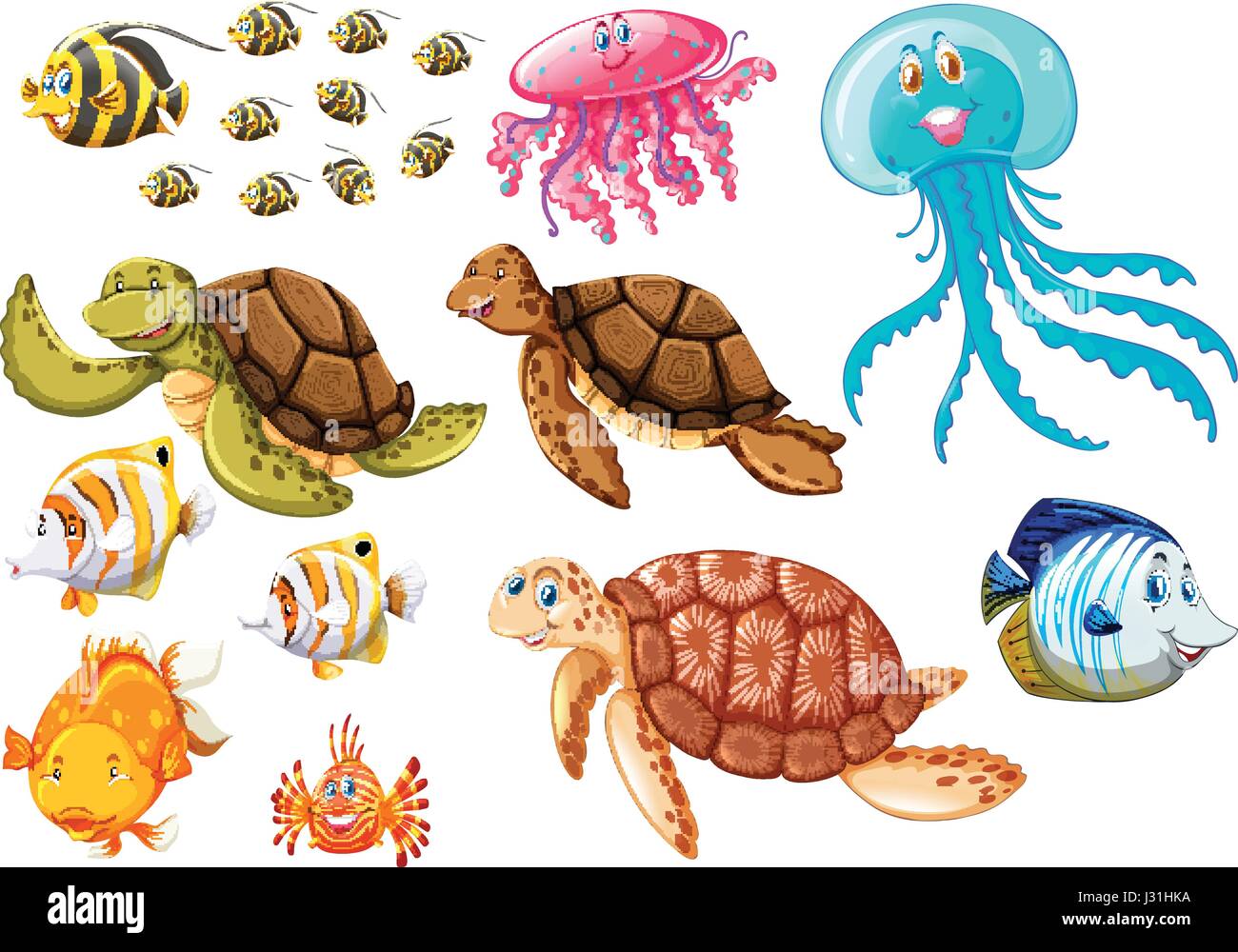 Different types of sea animals illustration Stock Vector Image & Art ...