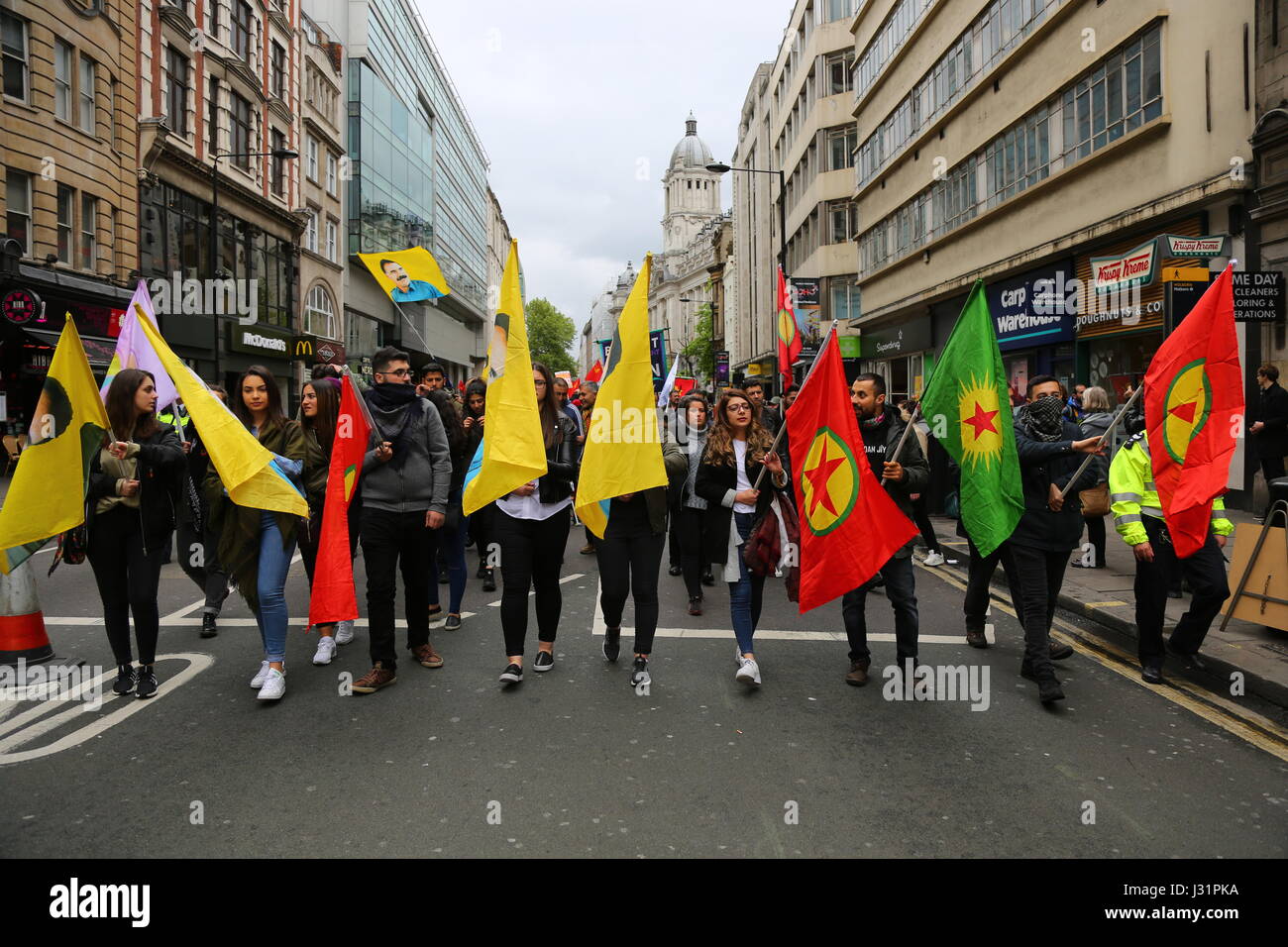 London, UK. 1st May, 2017. Dancers, artists and workers participate in the May Day march in a showing of workers solidarity. A protest against exploitation, job insecurity and marginalization. Credit: Penelope Barritt/Alamy Live News Stock Photo