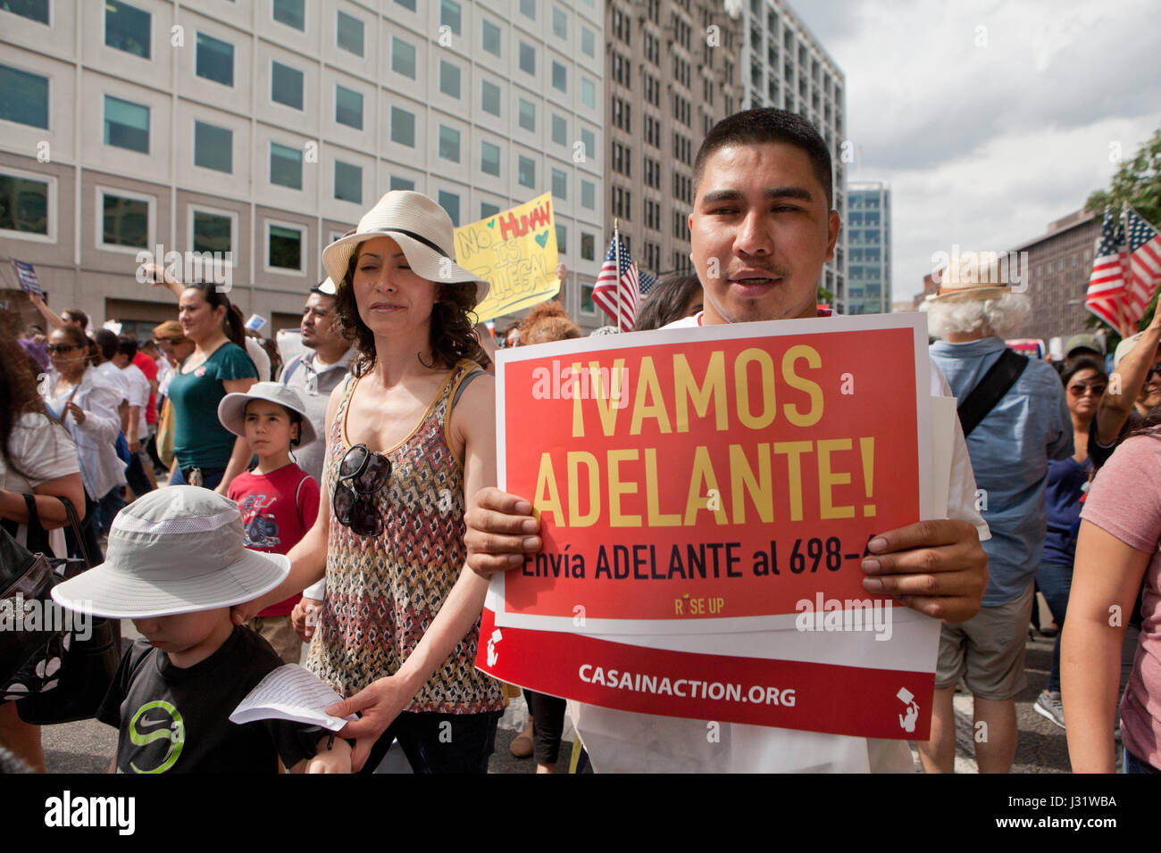 Washington, DC, USA. 1st May, 2017. A large number of immigrants and supporters, led by CASA in Action, rallied and marched to the White House for immigrants' rights, on this International Workers Day. Credit: B Christopher/Alamy Live News Stock Photo
