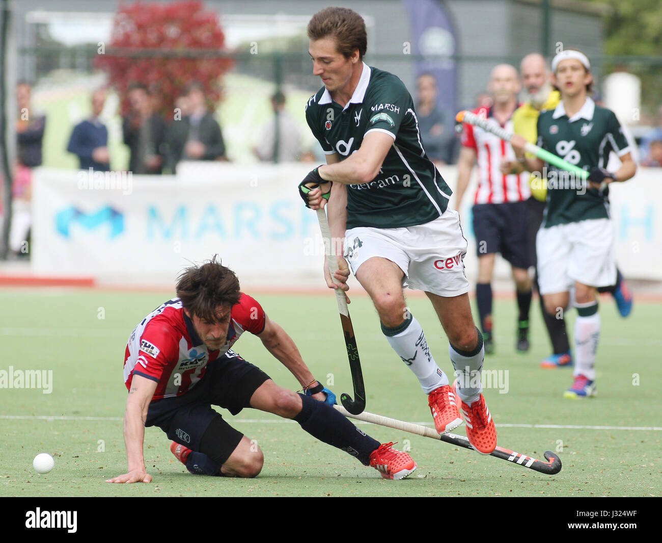 Waterloo, Belgium. 01st May, 2017. Honor Mens National League Antoine Kina of Waterloo in game action, during the match Waterloo Ducks-Leopold. Credit: Leo Cavallo/Alamy Live News Stock Photo