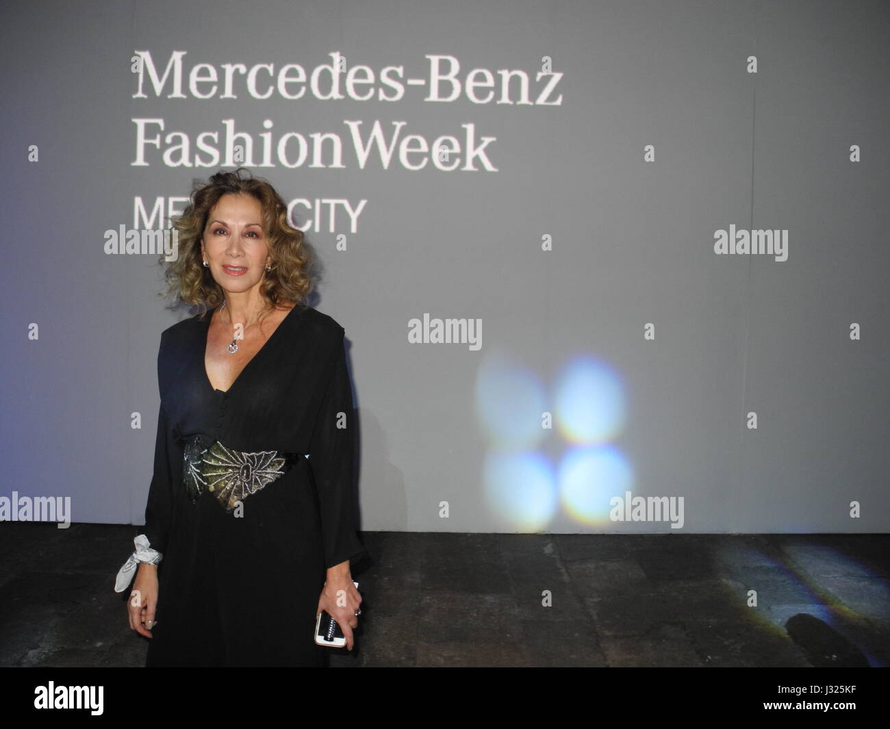 Beatriz Calles, Director of the Mercedes Benz Fashion Week Mexico, photographed before the show at the former San Hipolito abbey at the historical center of Mexico City, Mexico, 24 April 2017. The designers emphasize the traditions of their country at the fashion week. Photo: Denis Düttmann/dpa Stock Photo