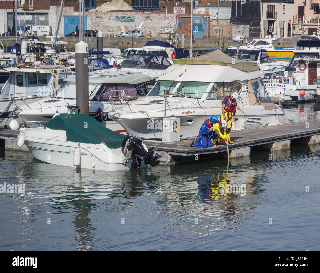 Weymouth Harbour, Dorset, UK. 2nd May 2017. Search for missing person at Weymouth Harbour, Dorset Credit: Frances Underwood/Alamy Live News Stock Photo