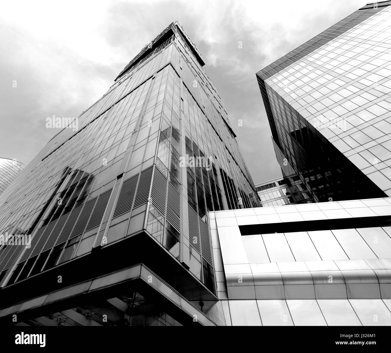 Future city skyscrapers science fiction Black and White Stock Photos