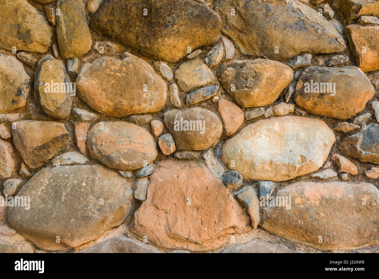 Background of stone wall in Shivta - ancient city in the Negev Desert, Israel Excavations of an ancient stone wall Stock Photo