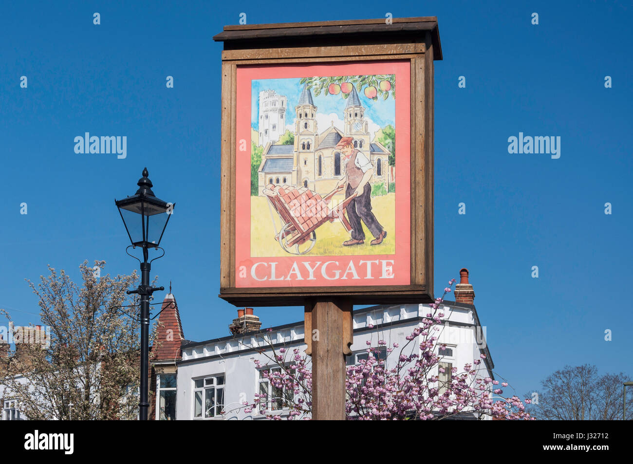 Village sign, The Parade, Claygate, Surrey, England, United Kingdom