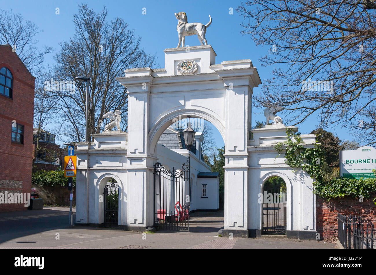 Dog Gate, Bourne Hall, Spring Street, Ewell, Surrey, England, United