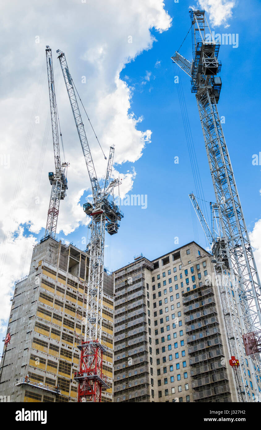 Tower cranes at the Southbank Place construction site, The Shell Centre, 4 York Rd, Lambeth