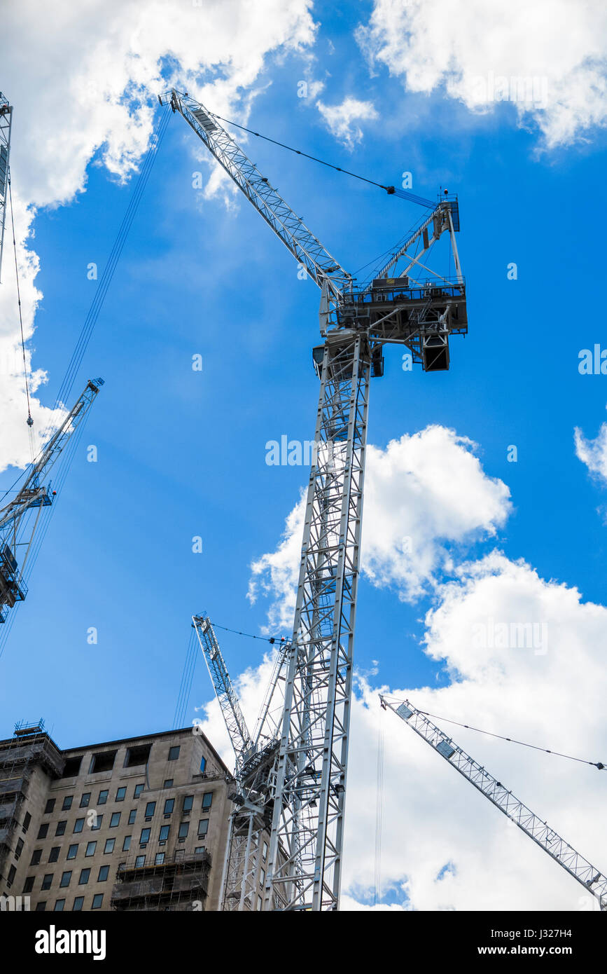 Tower cranes at the Southbank Place construction site, The Shell Centre, 4 York Rd, Lambeth