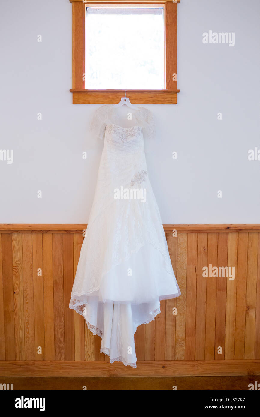 White Custom Wedding Dress Stock Photo - Alamy