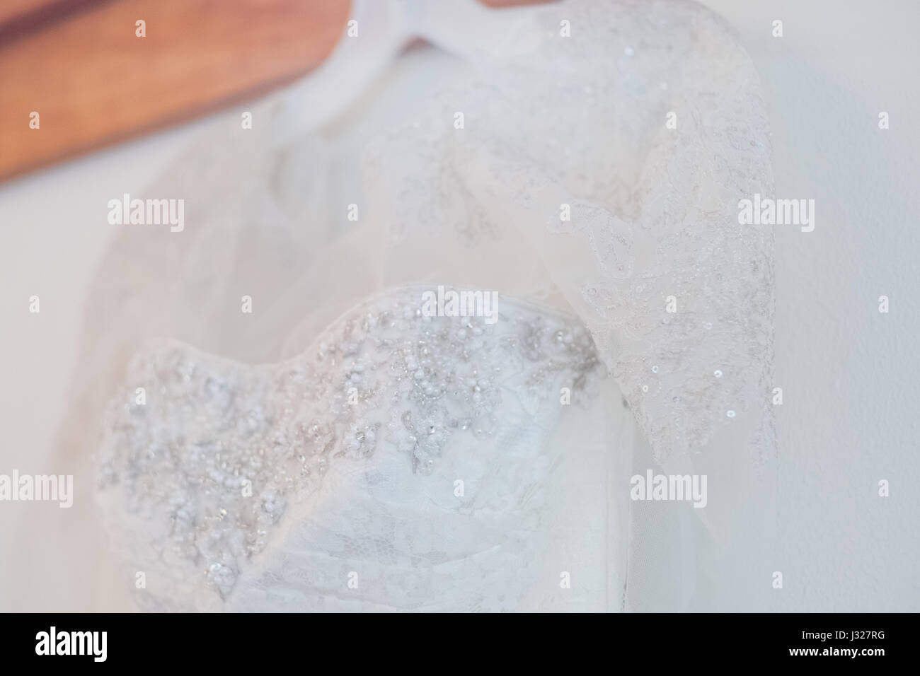 White Custom Wedding Dress Stock Photo - Alamy