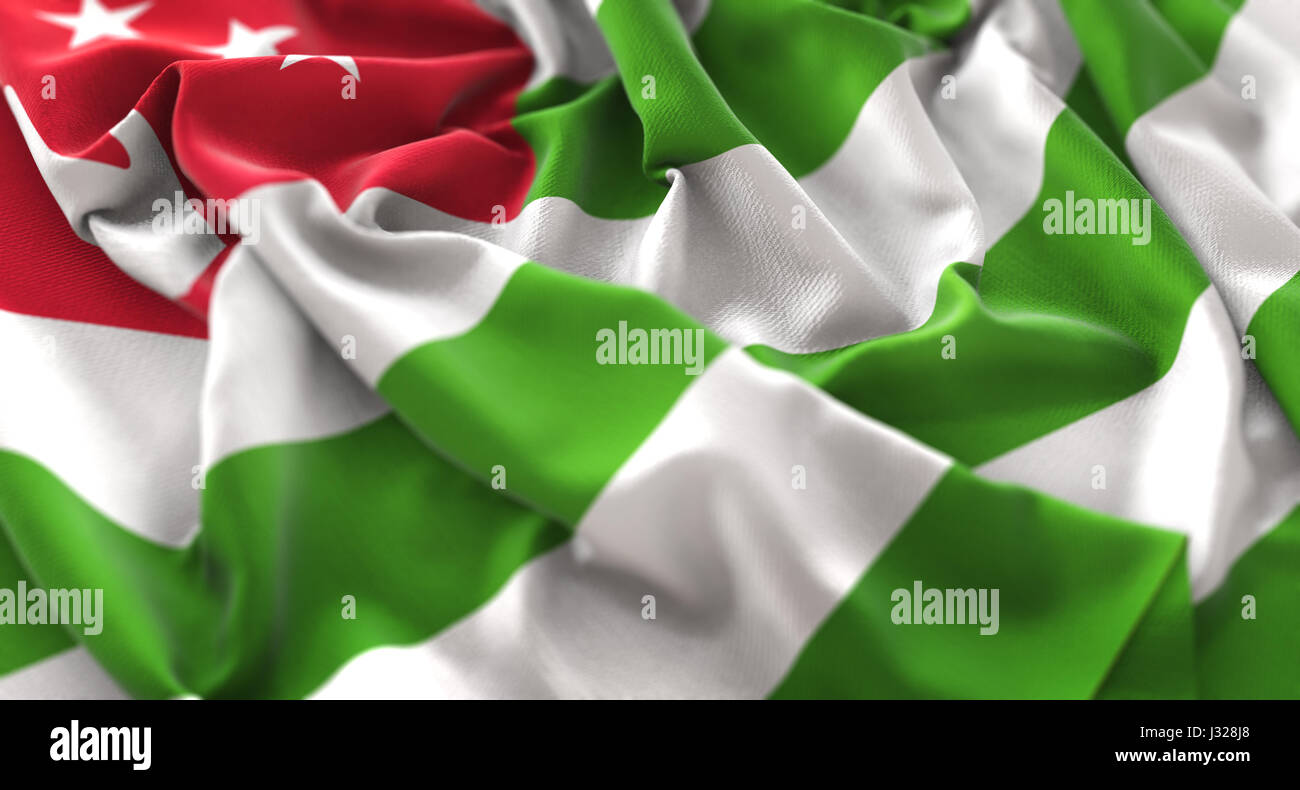 Abkhazia Flag Ruffled Beautifully Waving Macro Close-Up Shot Stock Photo