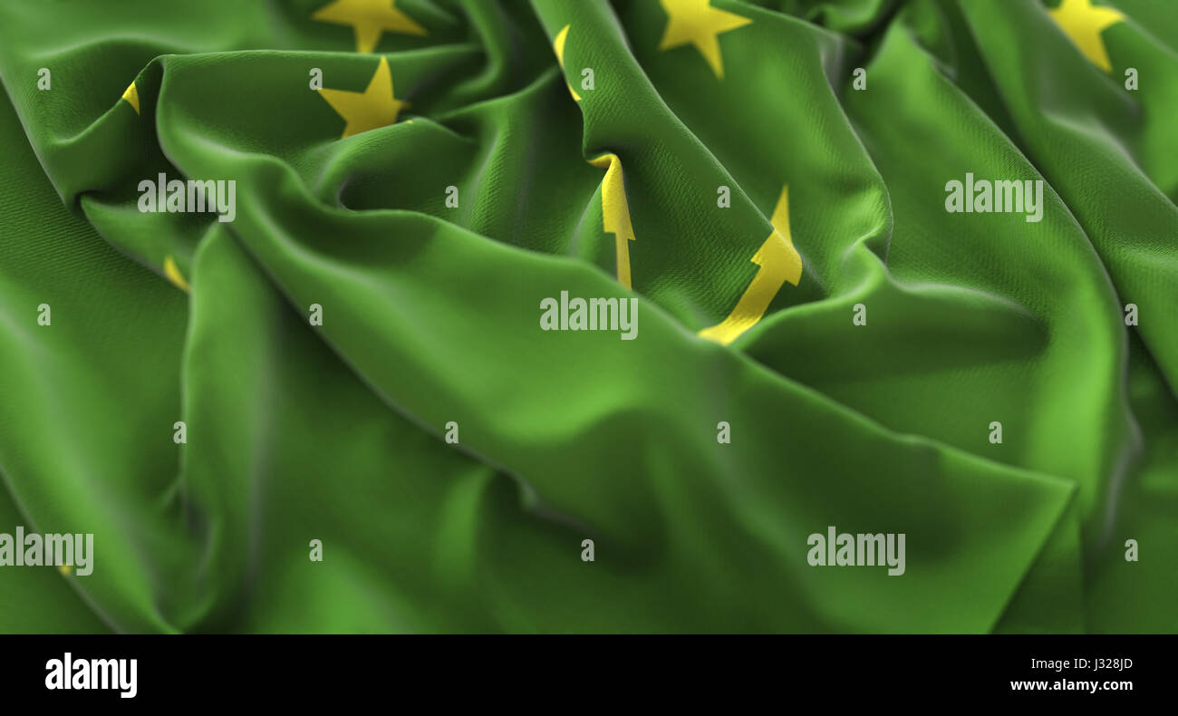 Adygea Flag Ruffled Beautifully Waving Macro Close-Up Shot Stock Photo