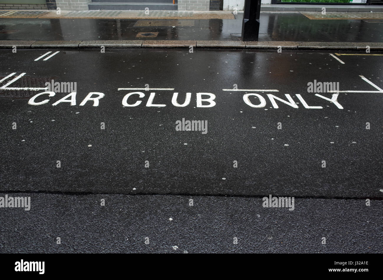An empty Car Club reserved parking space in Central London, UK Stock Photo