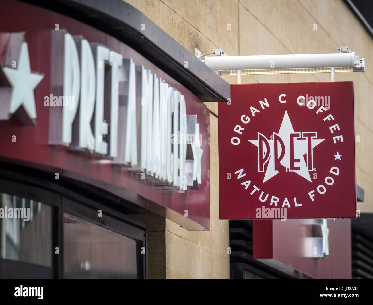 A Pret a Manger chain cafe restaurant in London's Square Mile financial district. Stock Photo