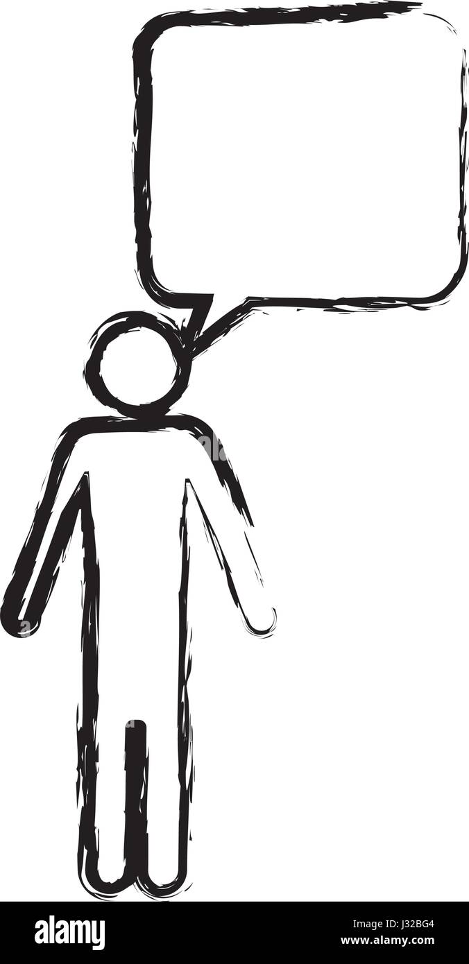 monochrome blurred silhouette of pictogram man with bubble speech Stock ...