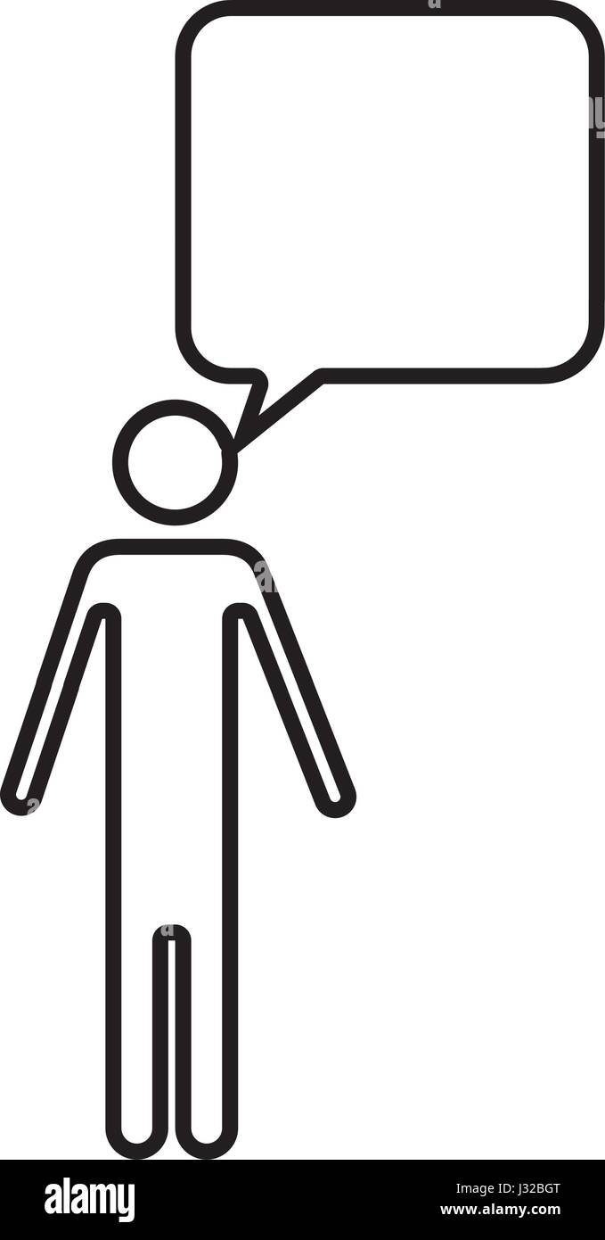 monochrome silhouette of pictogram man with bubble speech Stock Vector ...