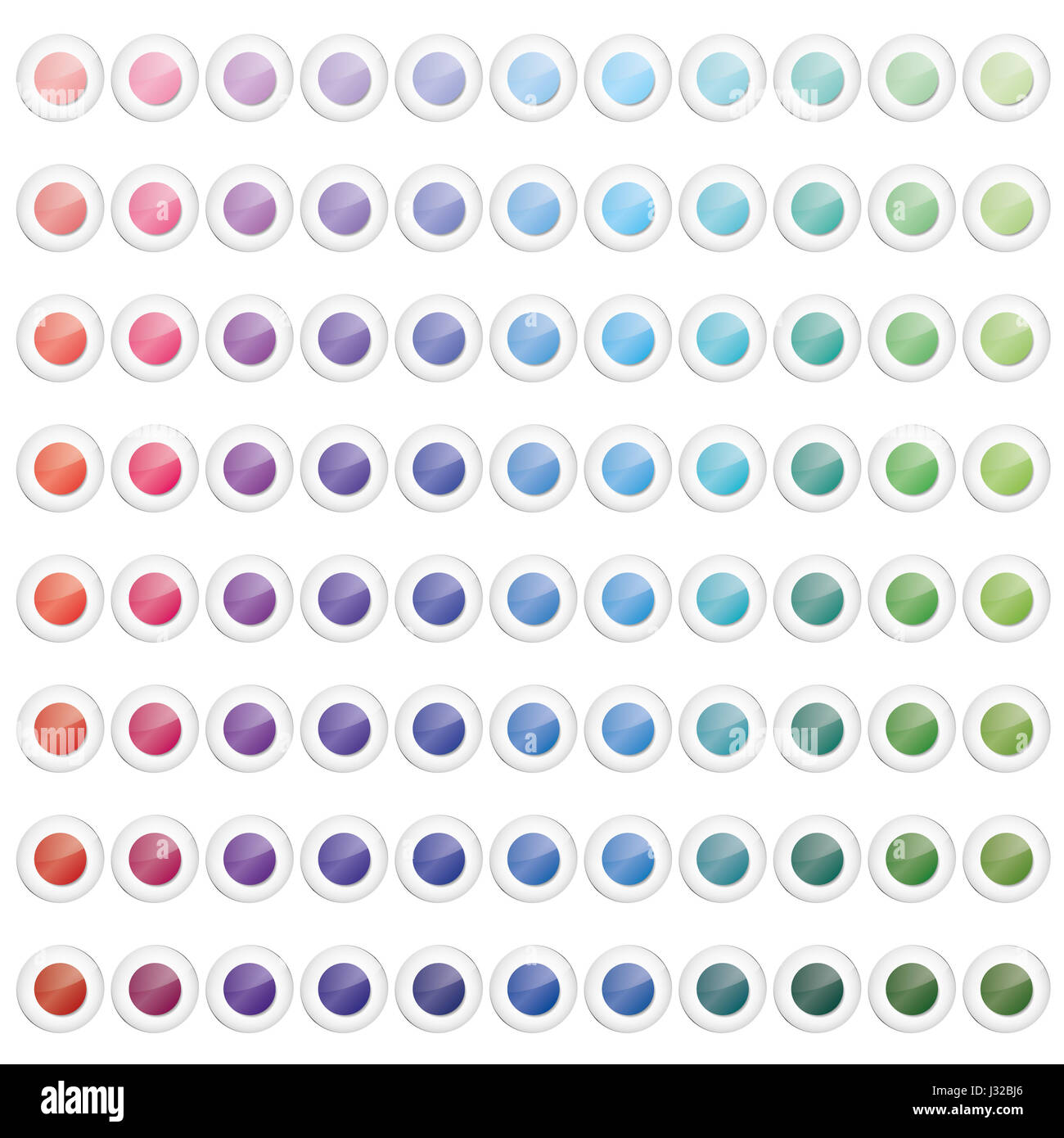 88 high quality colored glass info-graphic buttons. All isolated. Stock Photo