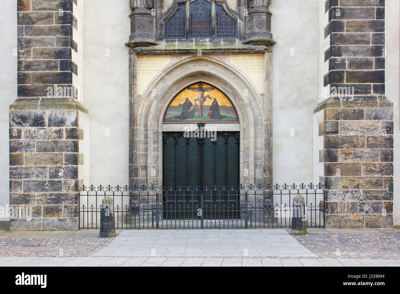 Door with theses of the castle church in the Luther city Wittenberg