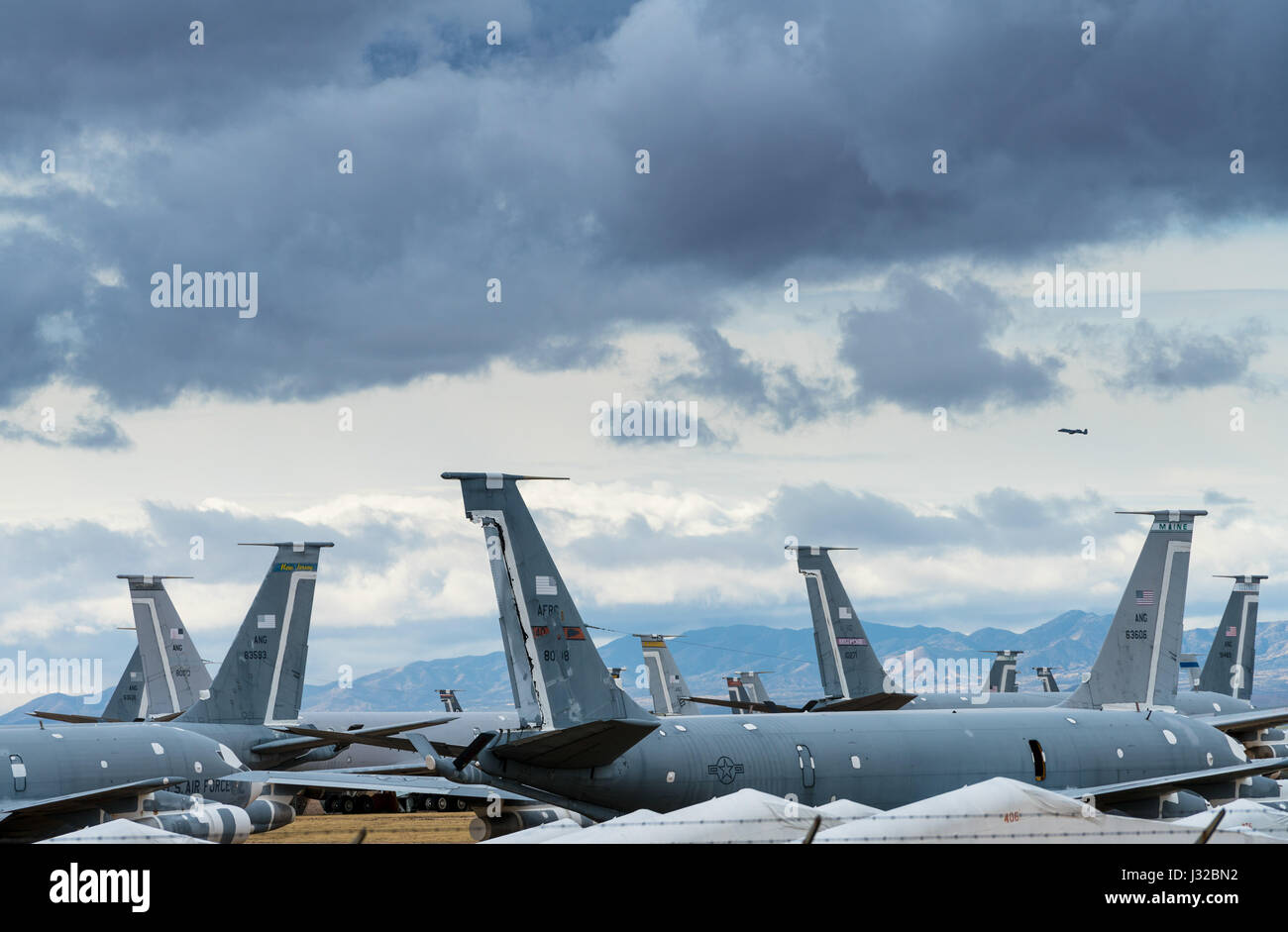 Old US air force airplanes in the Davis-Monthan Air Force AFB Boneyard near Tucson, Arizona Stock Photo