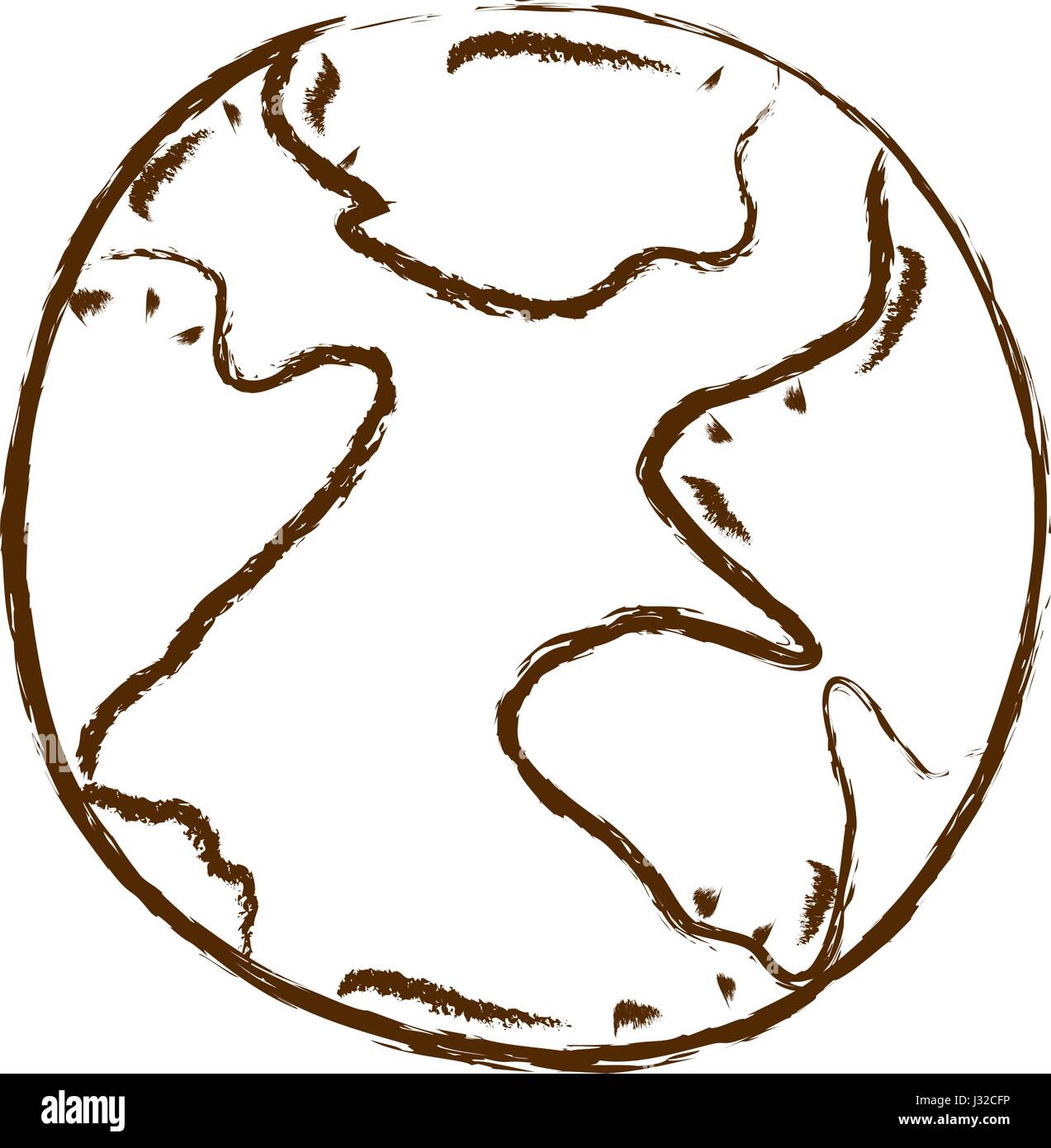 monochrome hand drawn silhouette of map world sphere Stock Vector Image ...