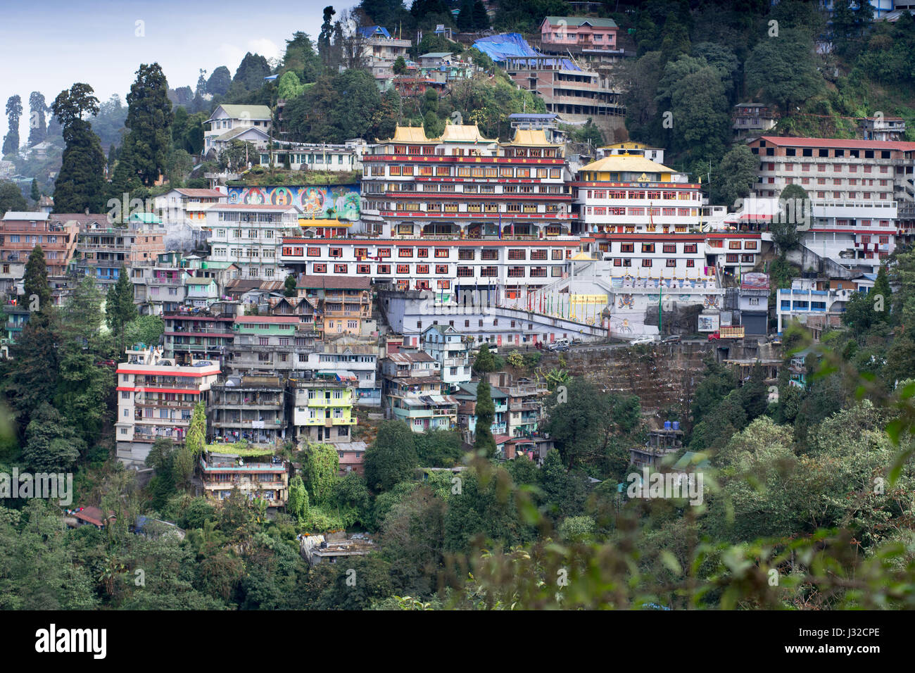 DARJEELING, INDIA - NOVEMBER 28, 2016: Druk Thupten Sangag Choling Monastery or Dali Monastery located in the middle of Darjeeling hill town. It is on Stock Photo
