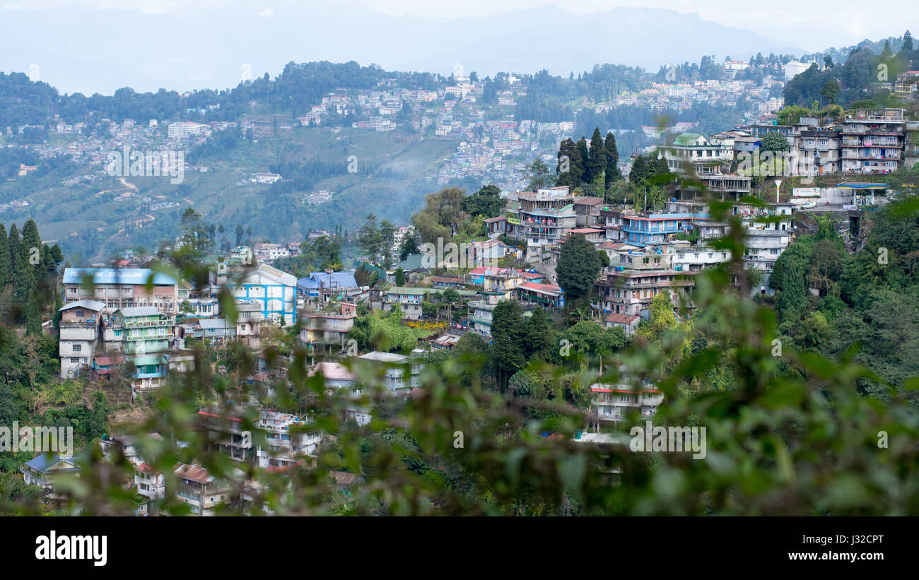 View of Darjeeling town. Queen of the hills town. India Stock Photo