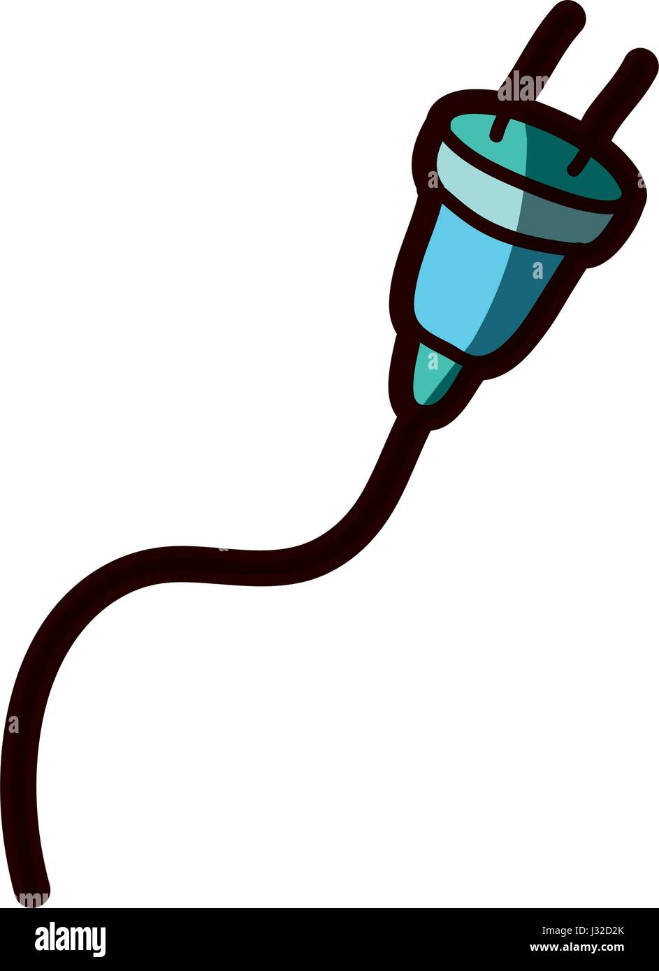 light colored hand drawn silhouette of plug connector with cord with ...