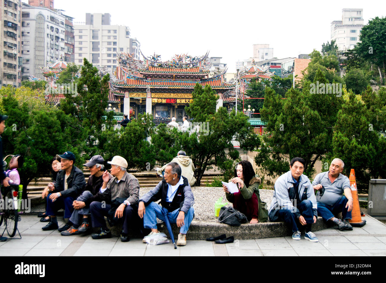 People near Longshan Temple, Wanhua, Taipei, Taiwan Stock Photo