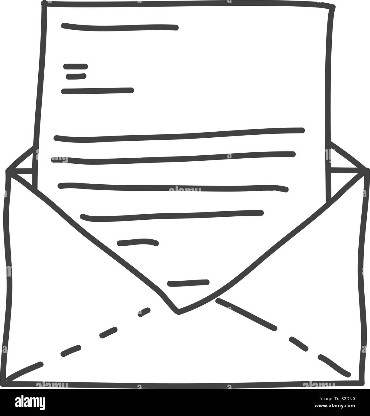 monochrome contour of envelope mail opened Stock Vector Image & Art - Alamy